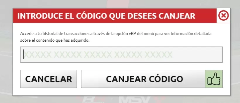 Introducir código VRP en RaceRoom